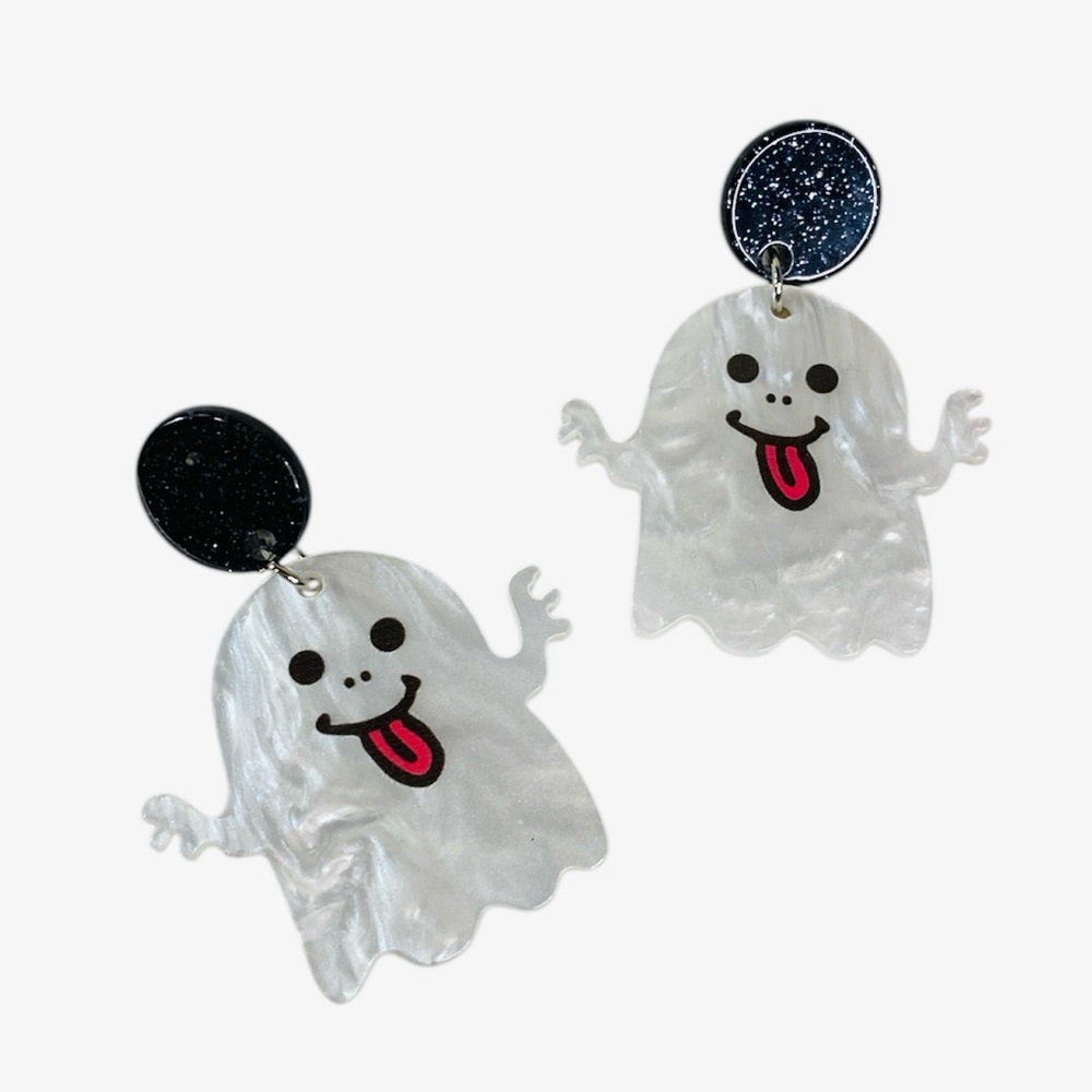 White/Black Halloween Ghost Earrings